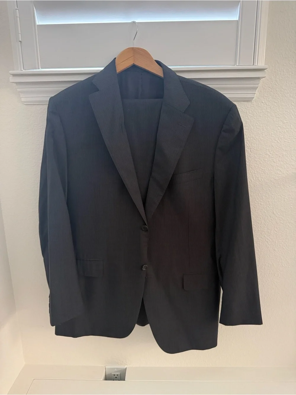 Canali Men's Dark Pinstripe Two-Button Suit Jacket
